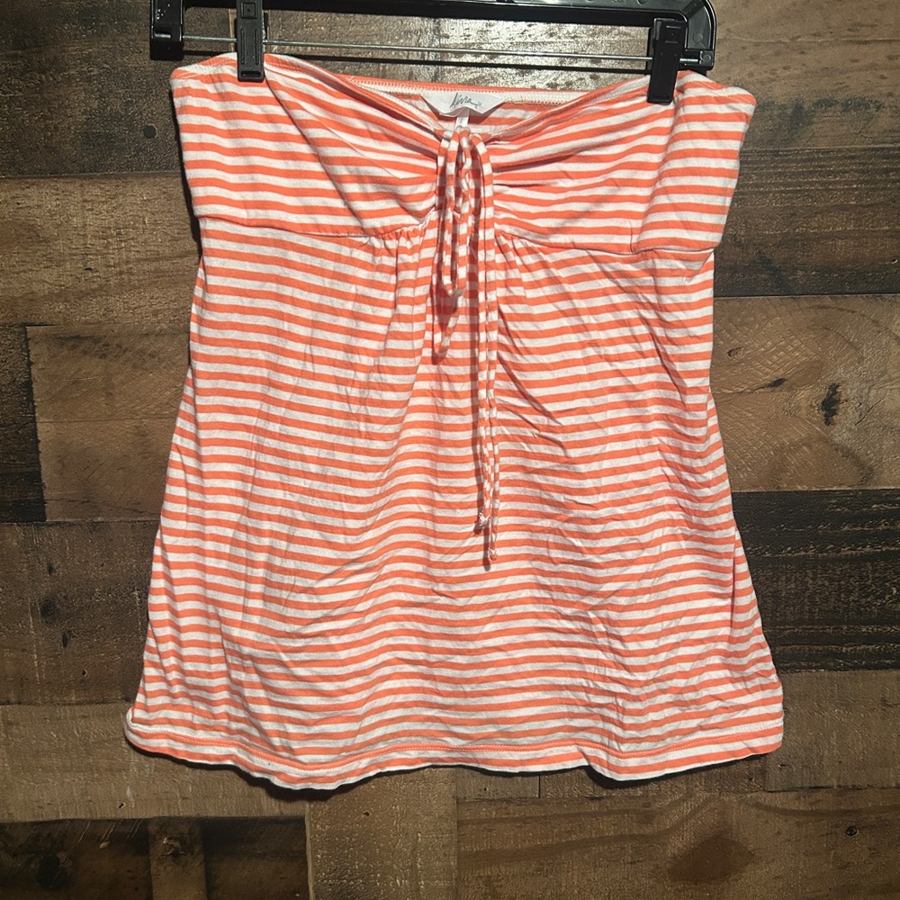Orange and White Striped Tube Top or halter top